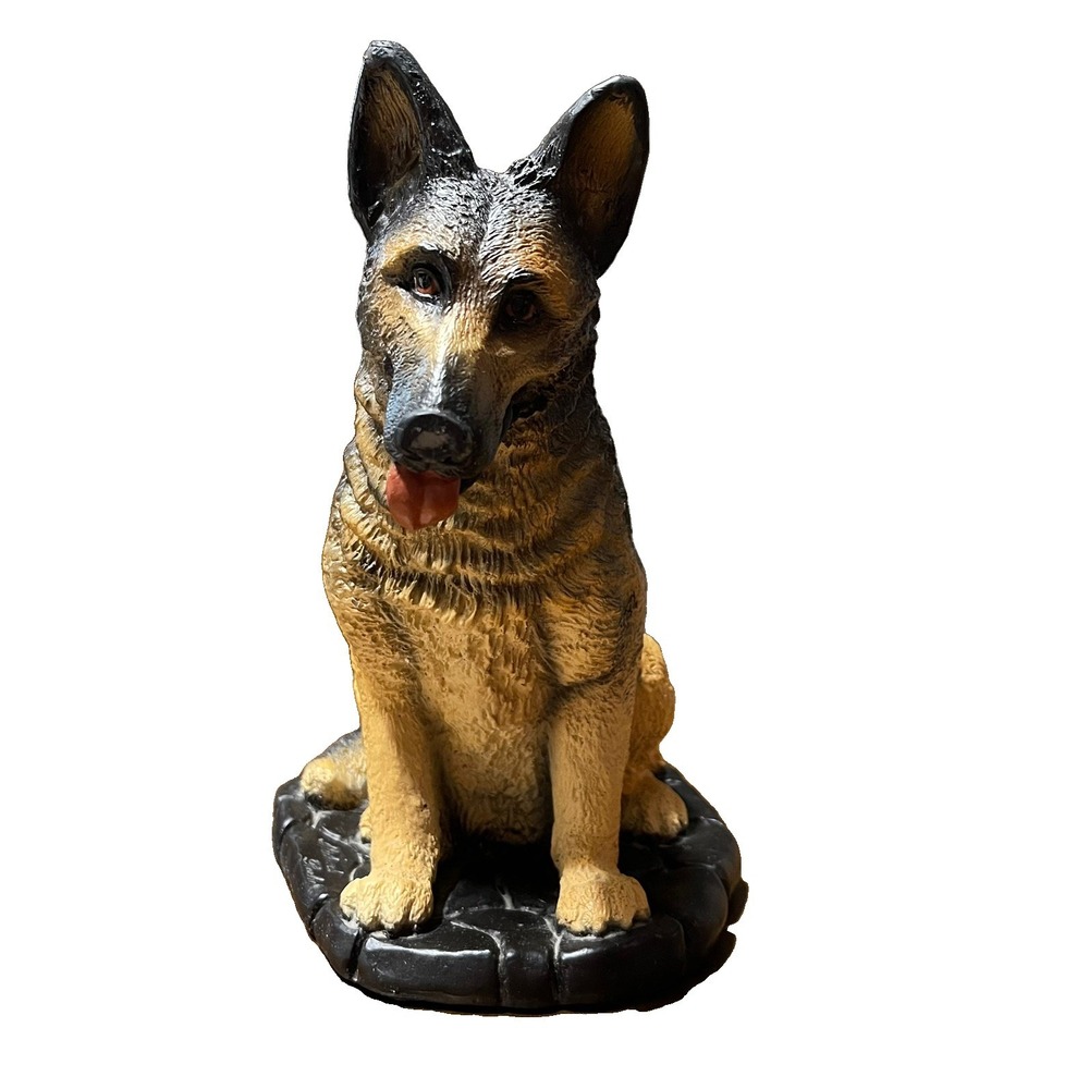 VTG Michael Roche German Shepherd Dog Candle Sculpture 9" Tall Black Tan 1986